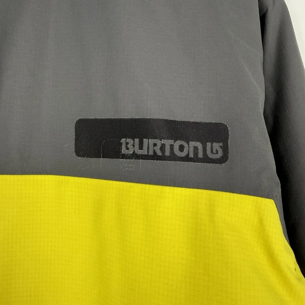 Burton Sutton DryRide 10K Snowboard Ski Jacket Mens L Gray Yellow Green Hooded